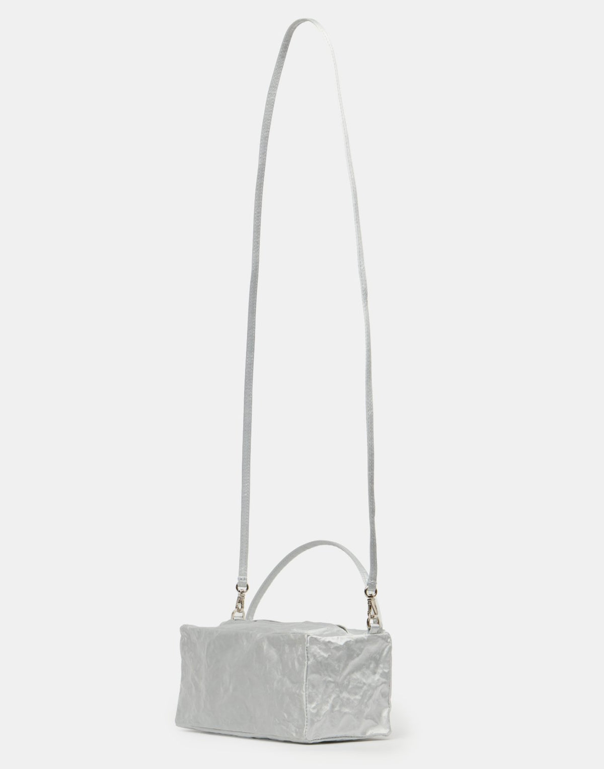 Silver Satin & Metallic Foil Box Bag