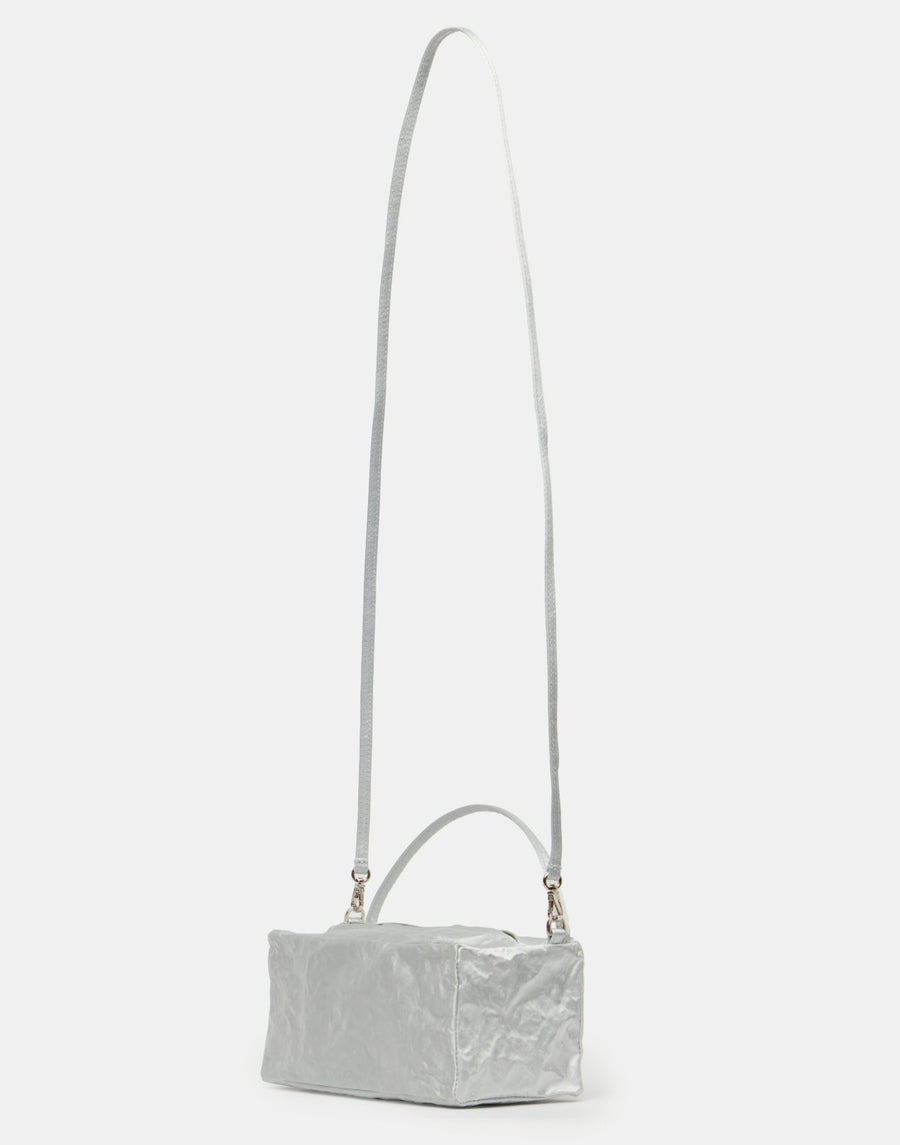 Silver Satin & Metallic Foil Box Bag