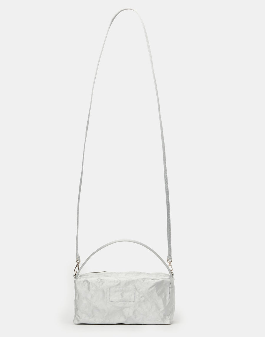 Silver Satin & Metallic Foil Box Bag