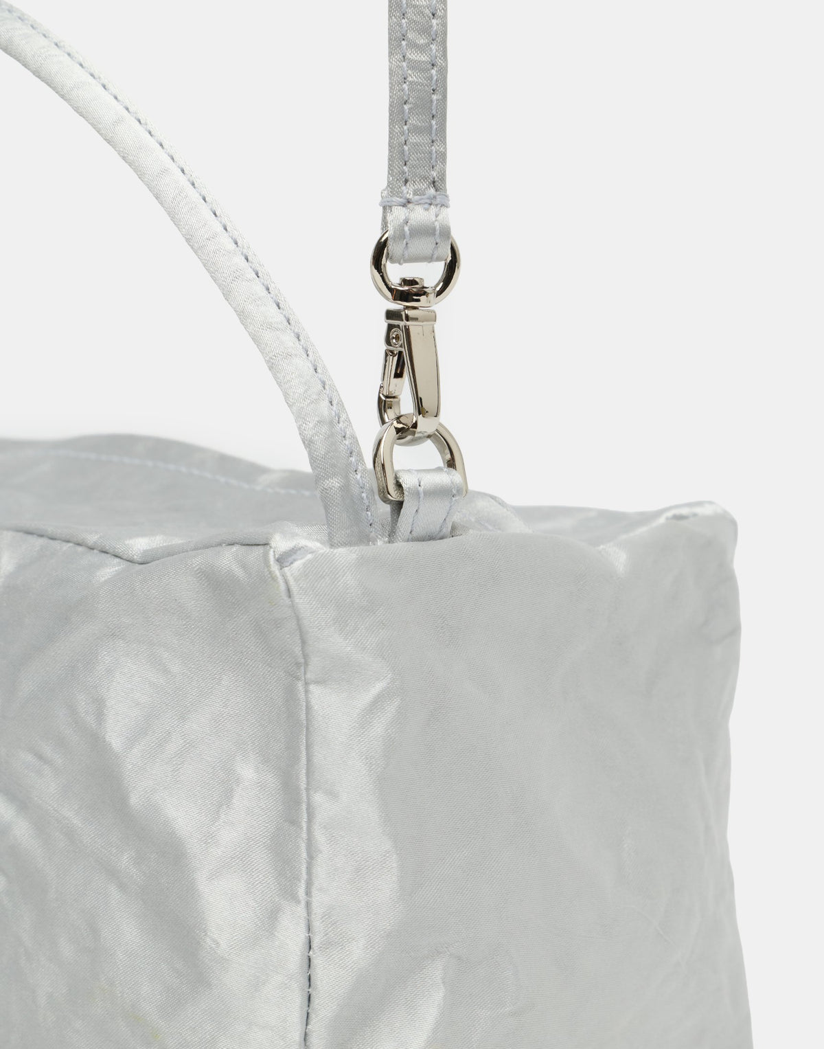Silver Satin & Metallic Foil Box Bag