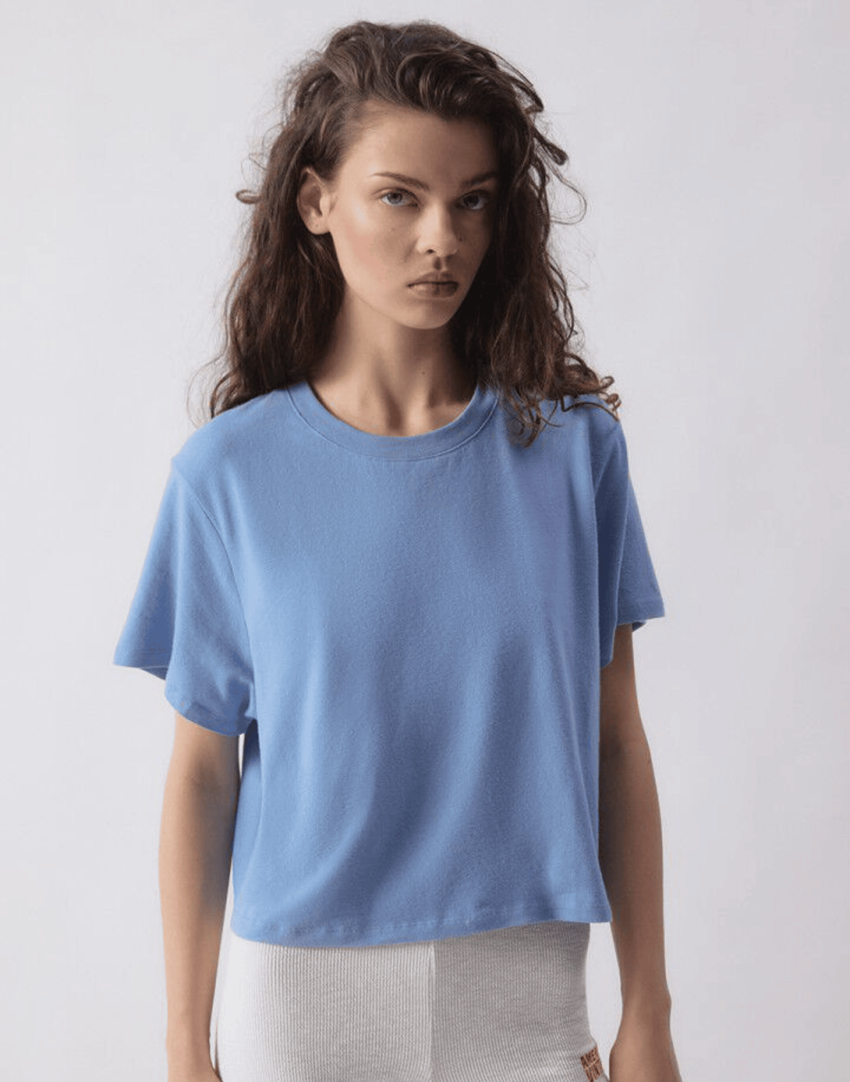 Blue Melange Cotton Blend Ypawood T-Shirt