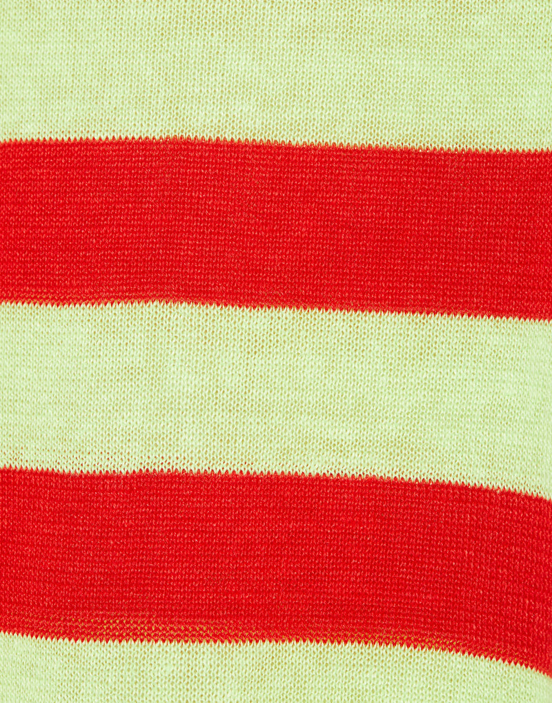 Orange & Yellow Striped Linen Pullover