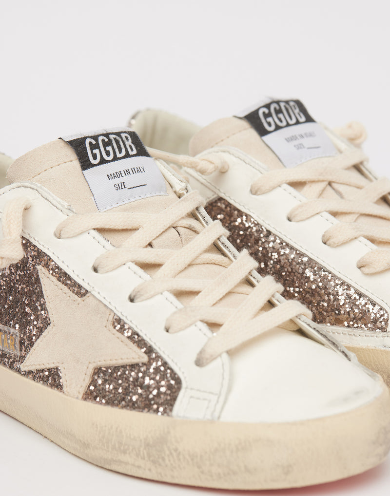 White & Glitter Superstar Sneakers