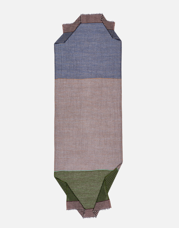 Blue & Brown Plaid Wool Scarf