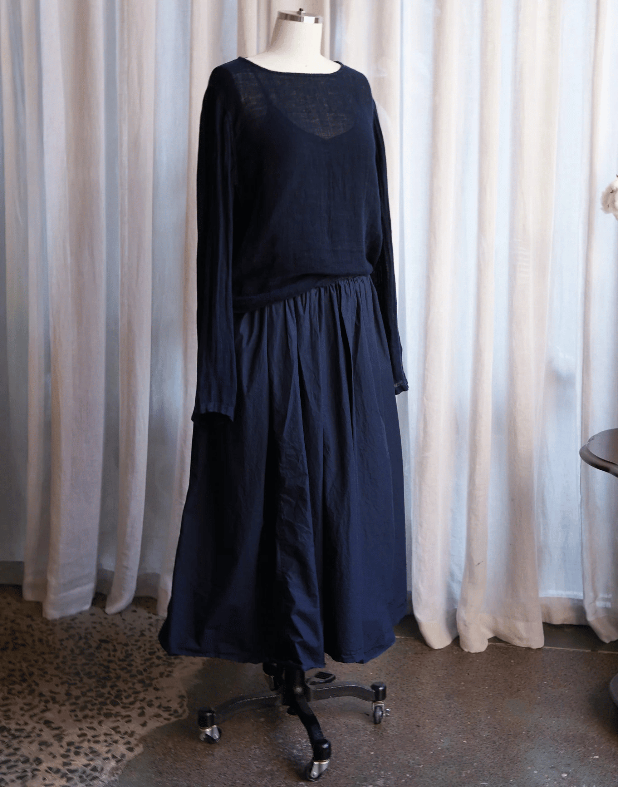 Dark Navy Linen Gauze Lilly Top