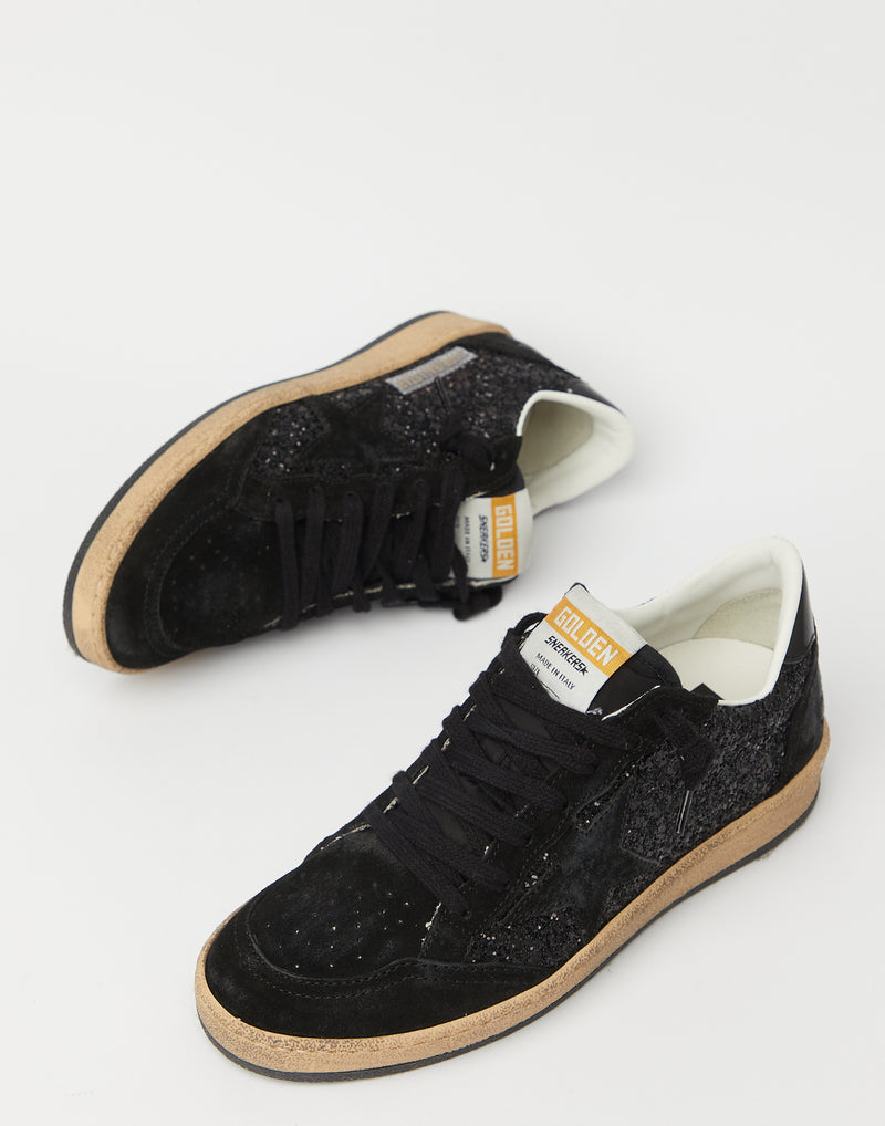 Black Glitter & Suede Ball Star Sneakers