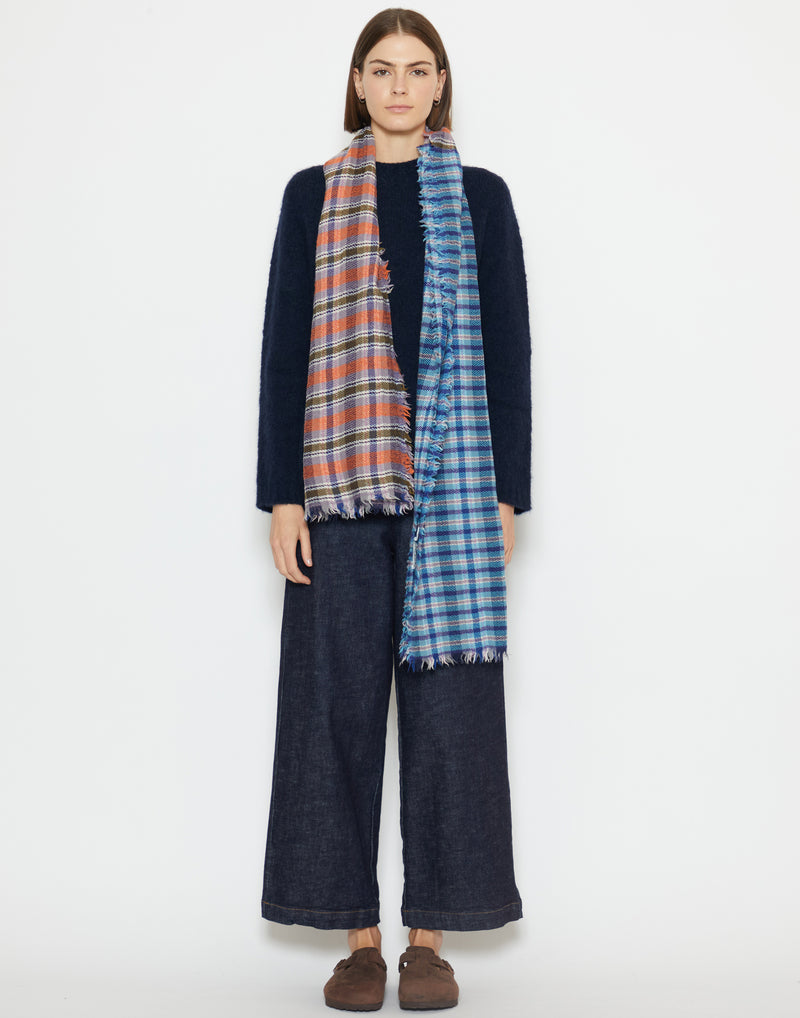 Blue Wool Narrow Stole