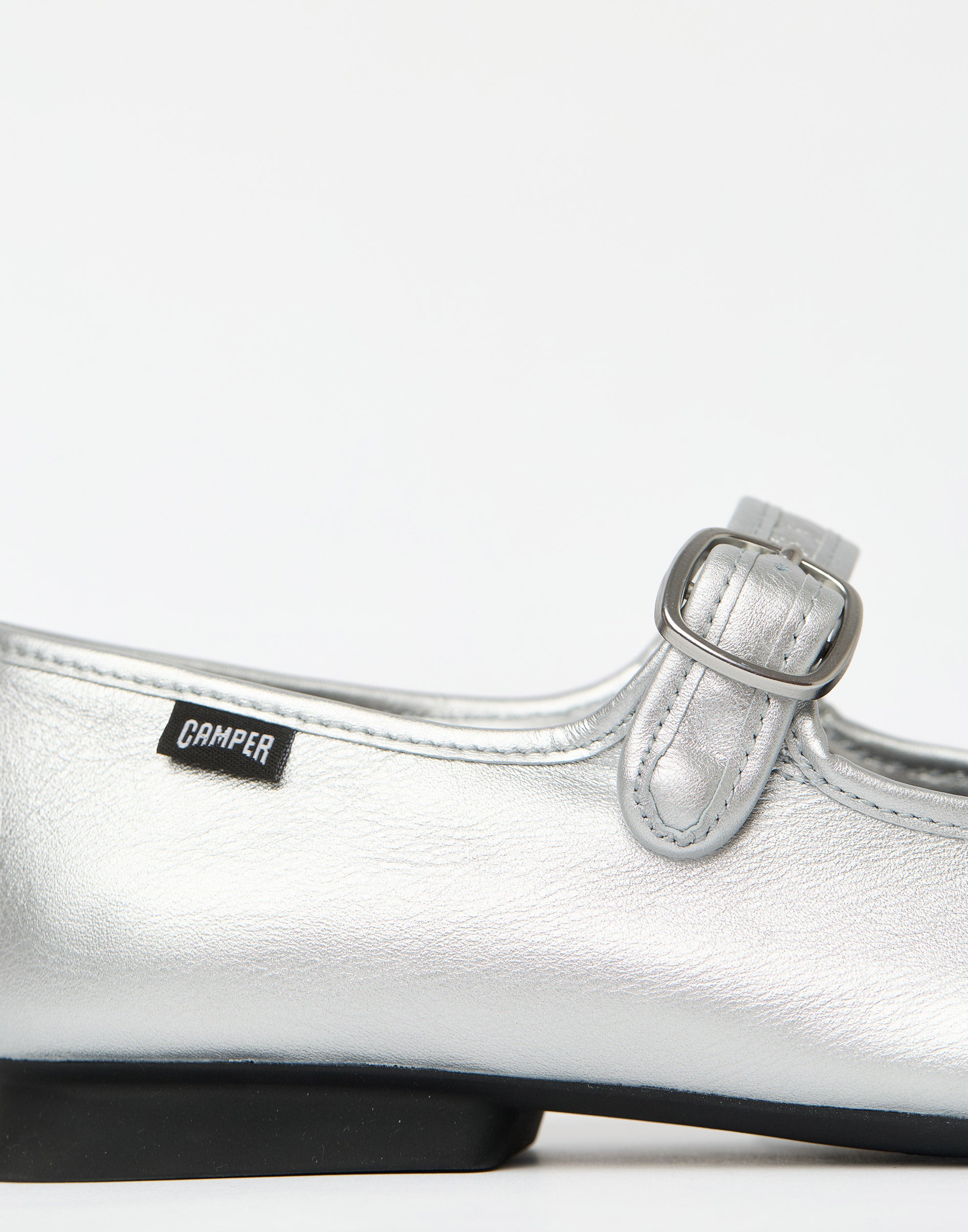 Silver Leather Casi Myra Ballerinas