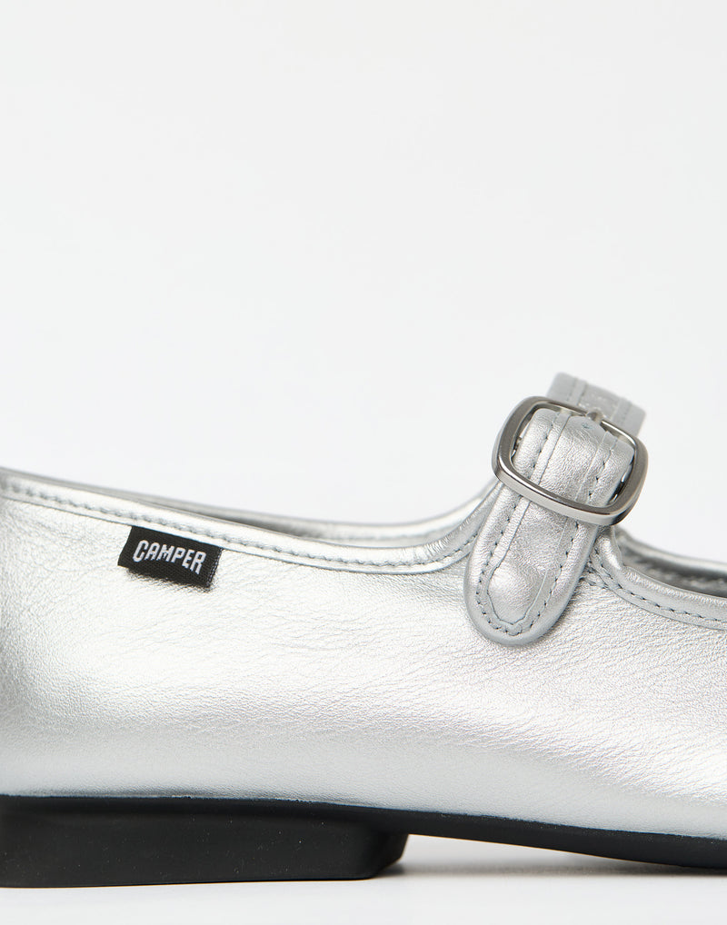 Silver Leather Casi Myra Ballerinas