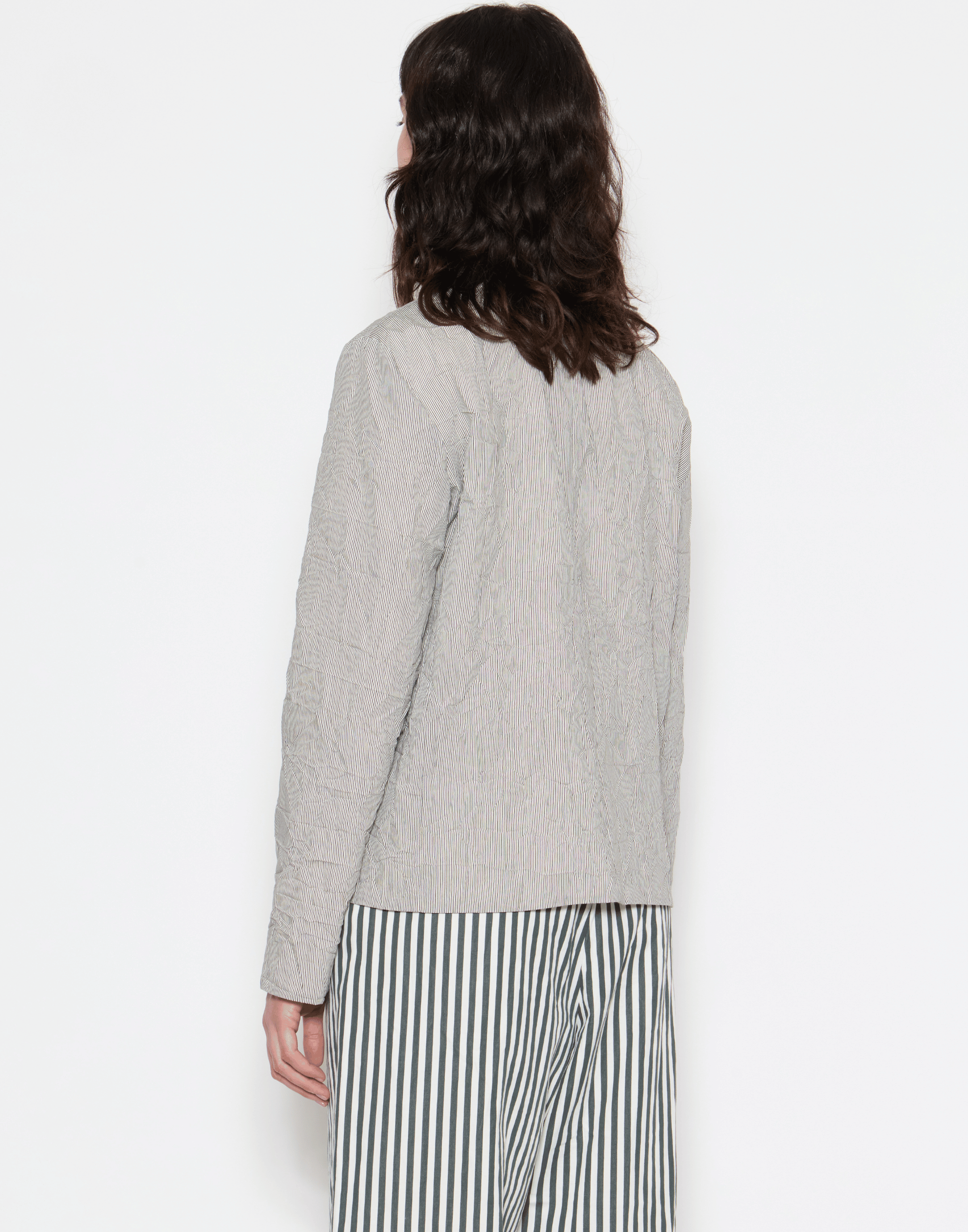 Pinstripe & White Buttons Viscose Blend Jacket