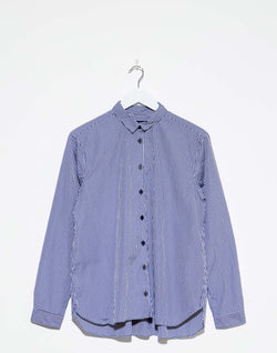 Navy Check Cotton Loose Tyrol Shirt