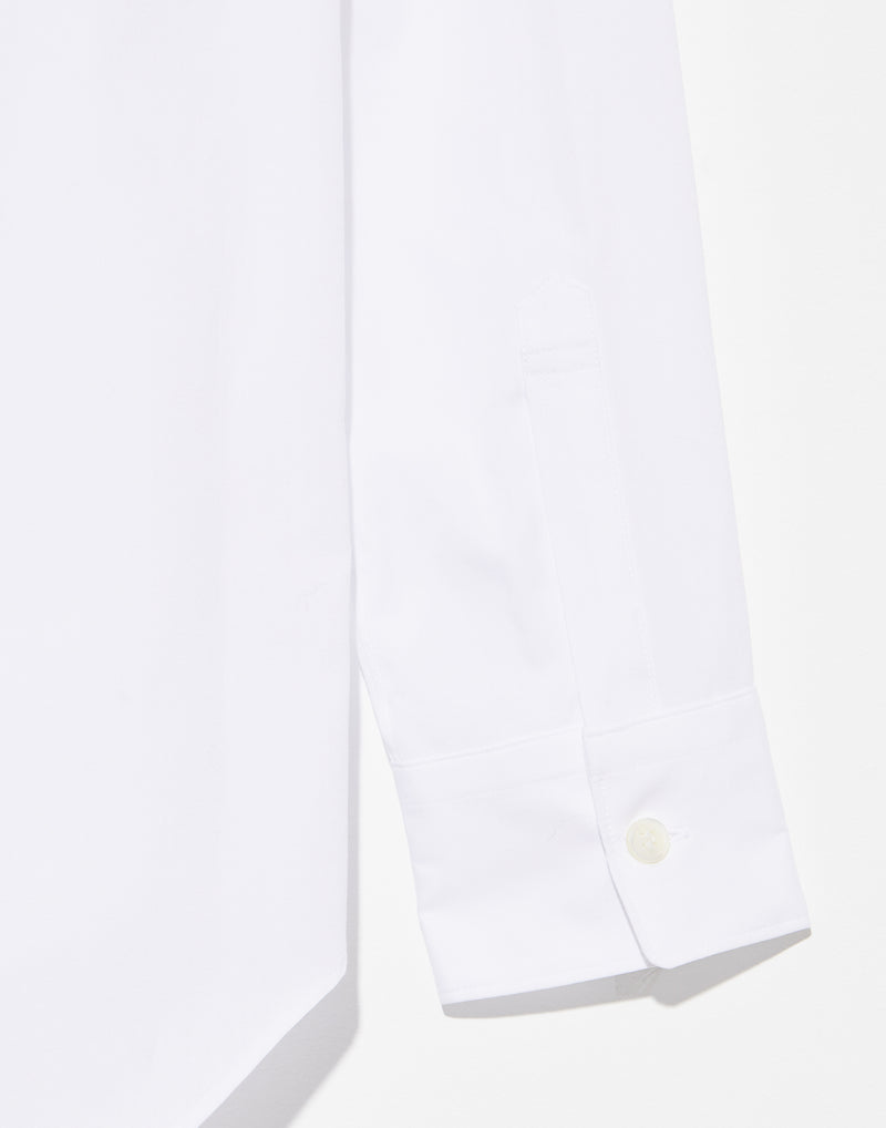 White Cotton Faux Fur Collar Shirt
