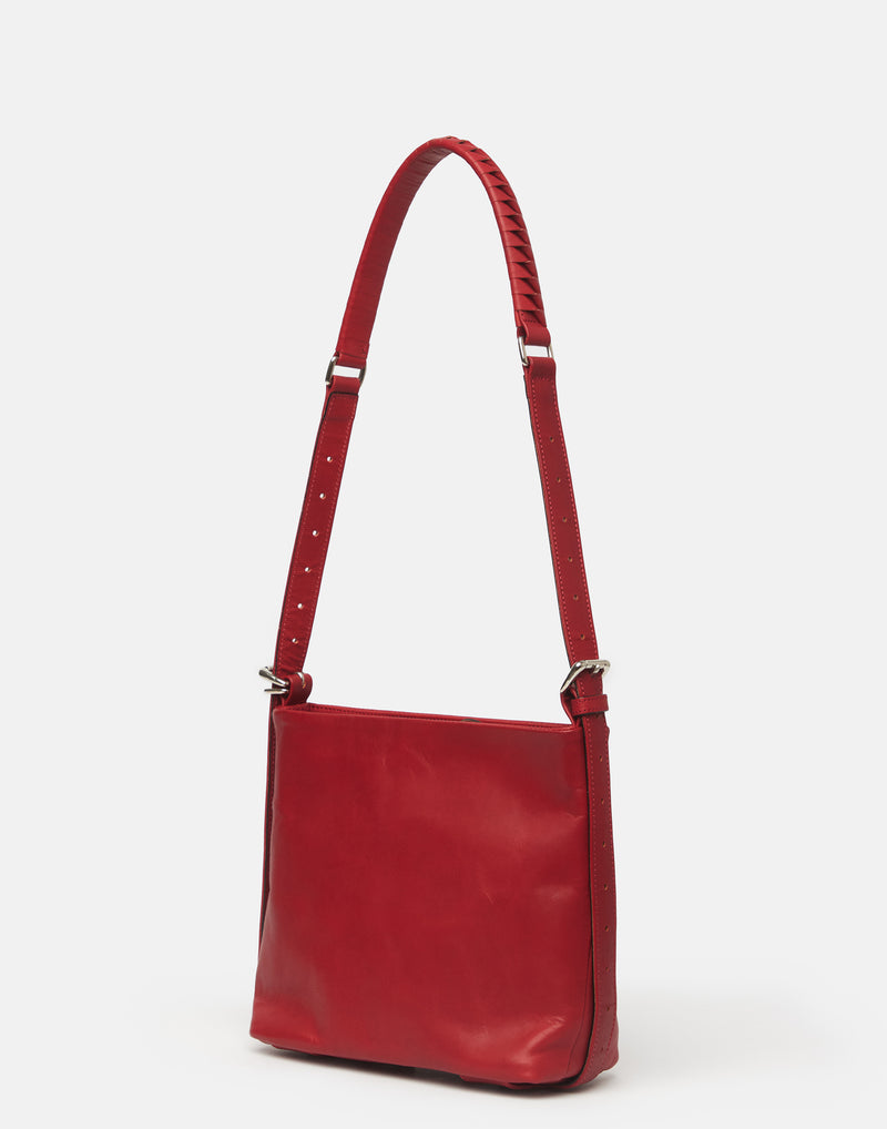 Small Red Leather Parallel Bag
