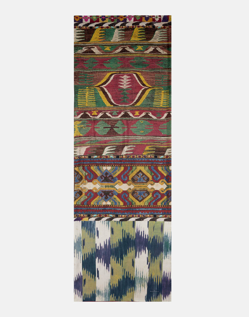 Multicolour Print Silk & Cotton Scarf