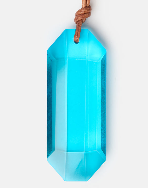 Aqua Glass Pendant Necklace