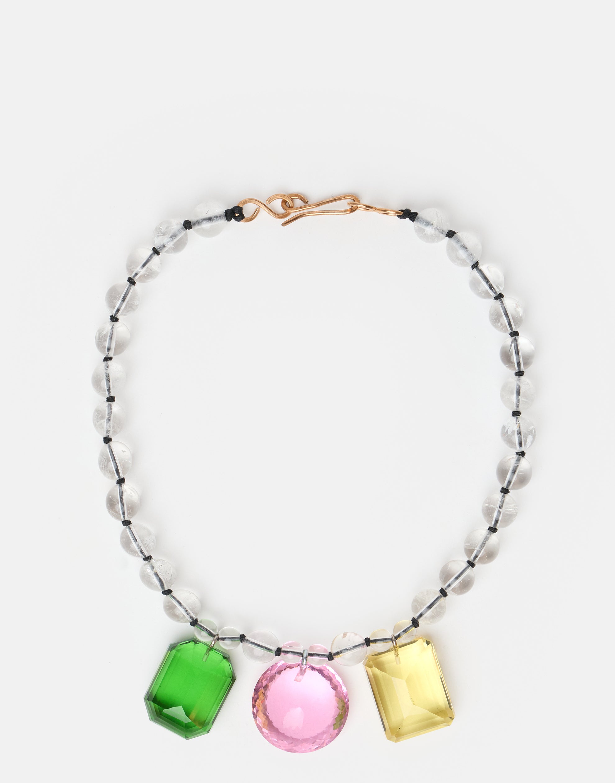 Three Glass Gem Drop Necklace