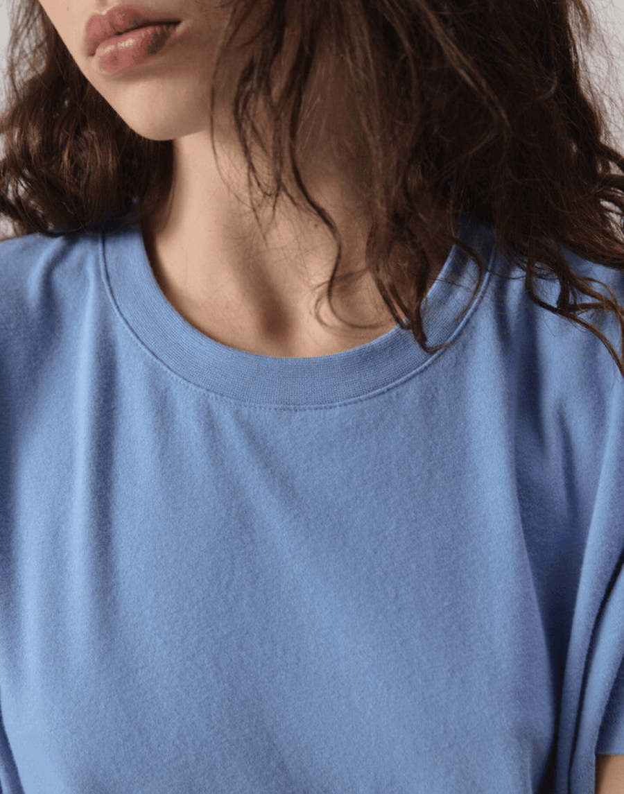 Blue Melange Cotton Blend Ypawood T-Shirt