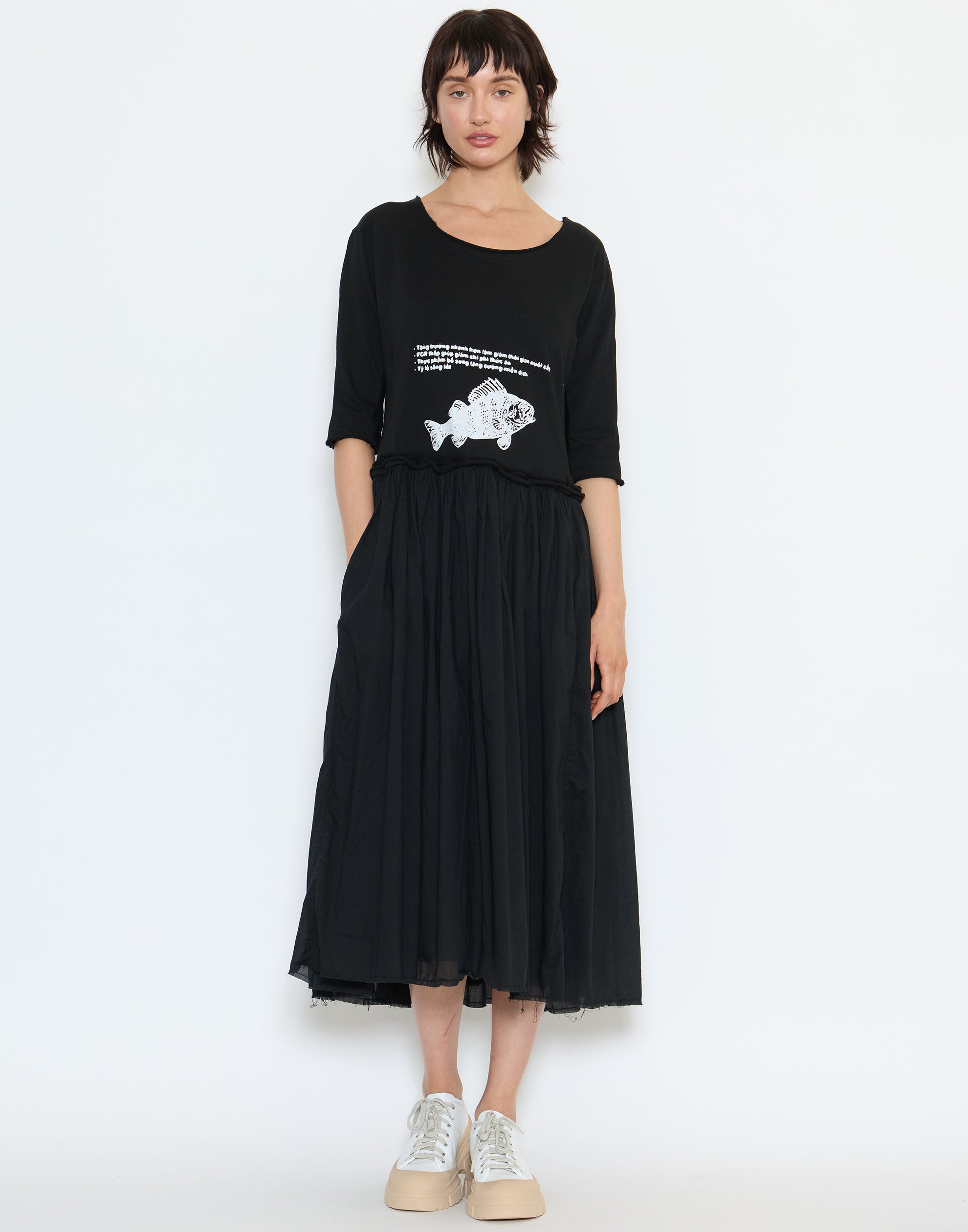 Black Print Cotton Dress