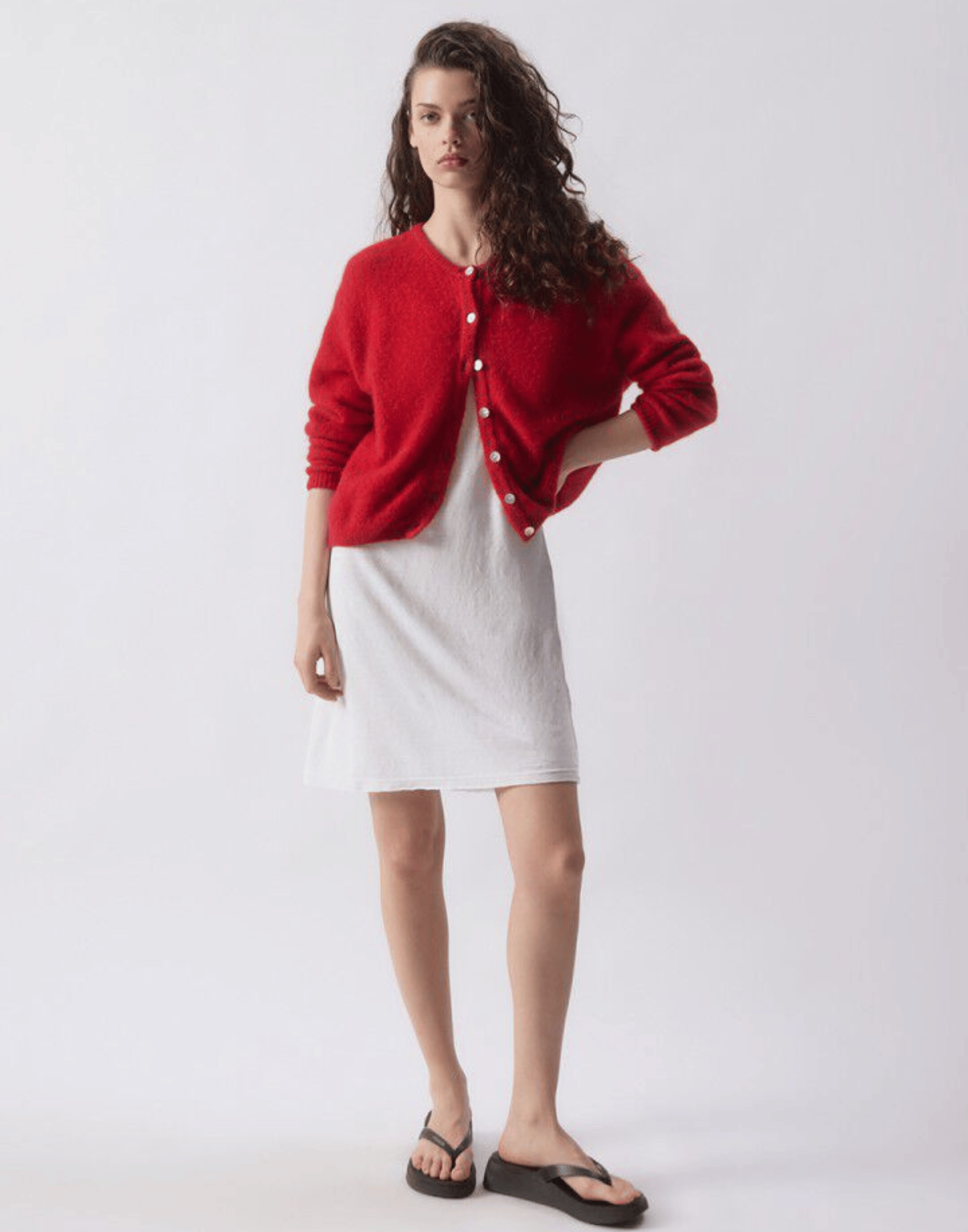 Carmine Melange Wool & Alpaca Vitow Cardigan