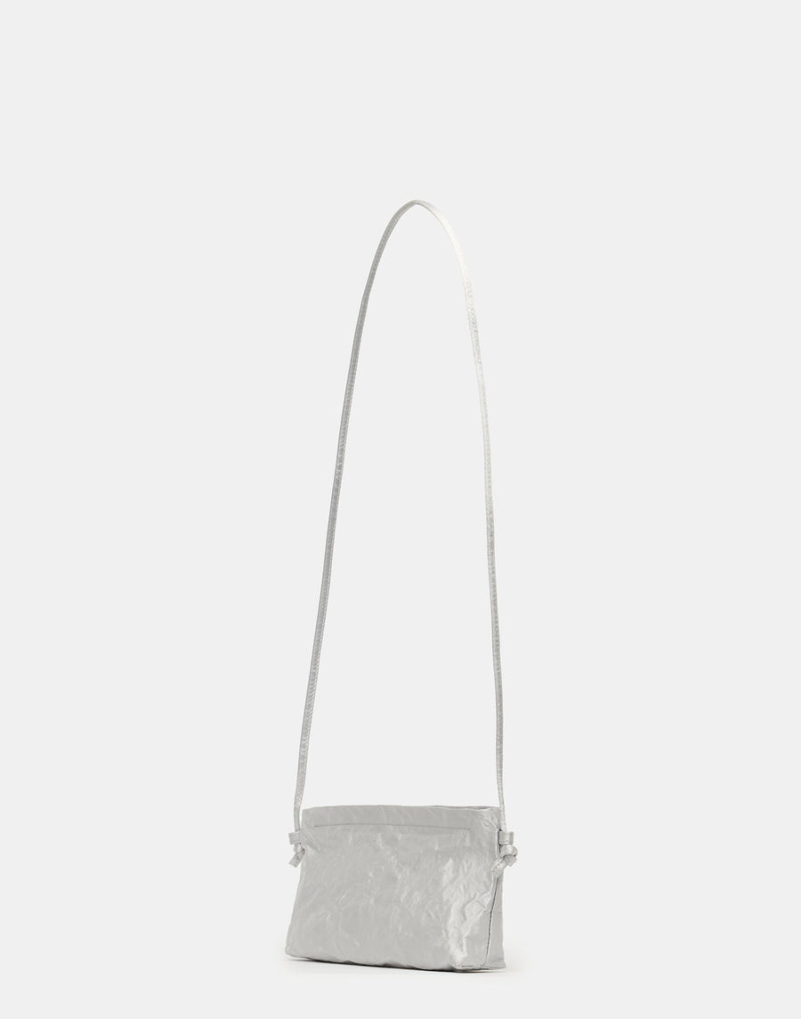 Silver Satin & Metallic Foil Mini Bag