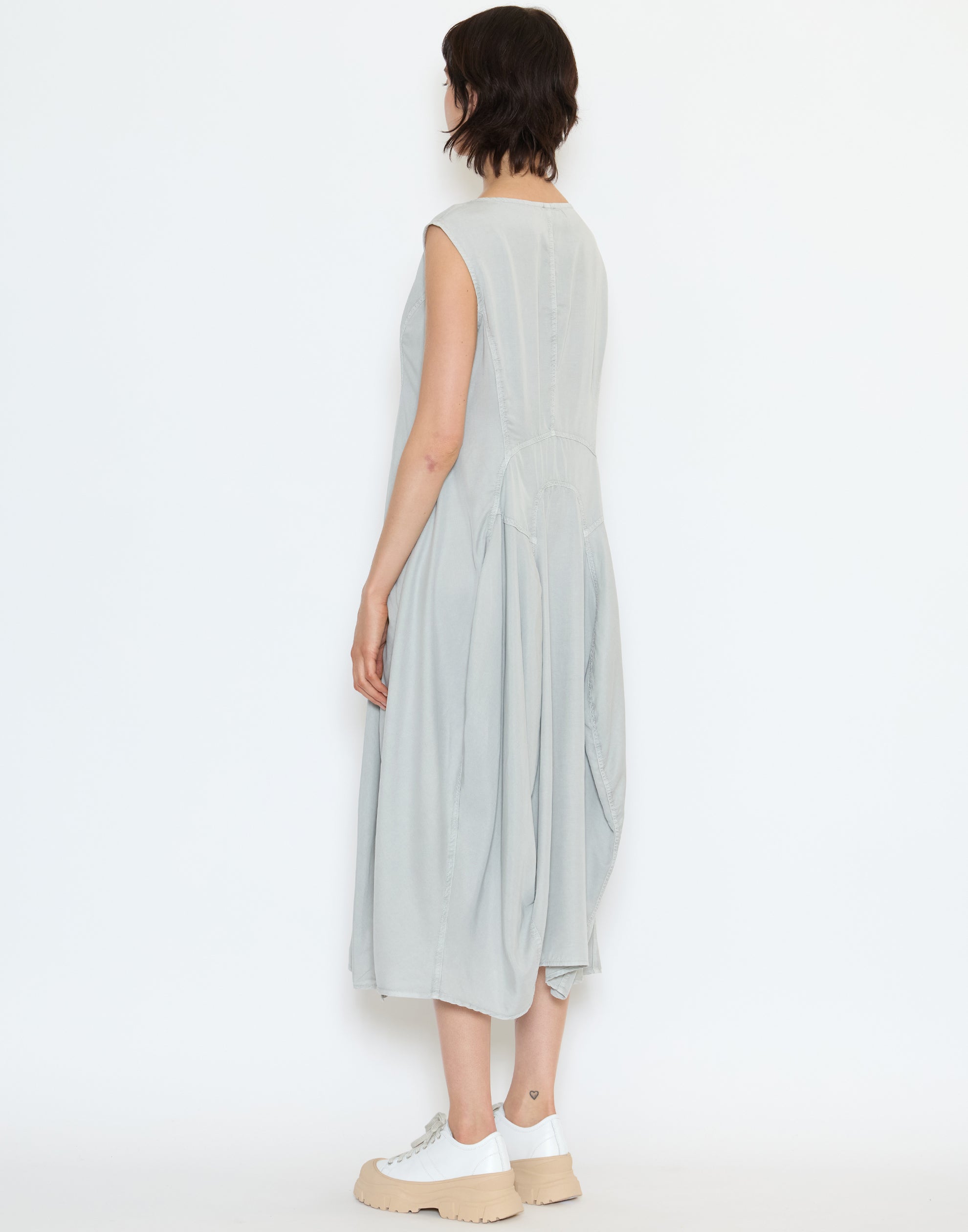 Grey Pigment Lyocell Sleeveless Dress