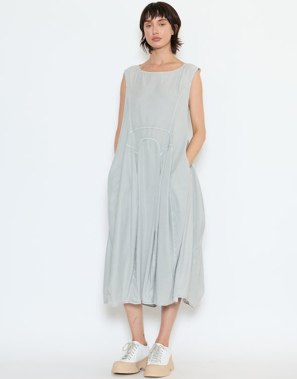 Grey Pigment Lyocell Sleeveless Dress