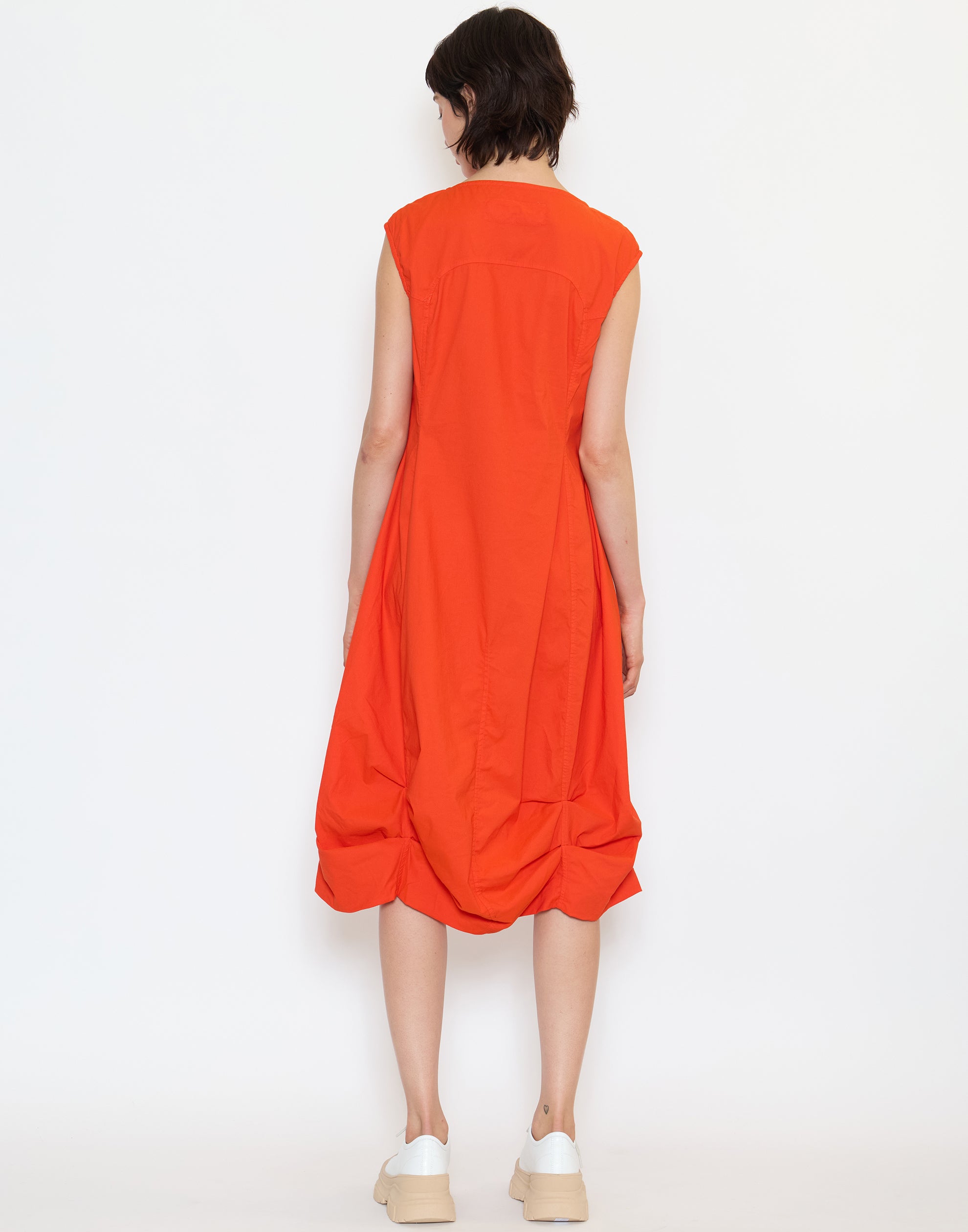 Mandarin Cotton Blend Stretch Dress
