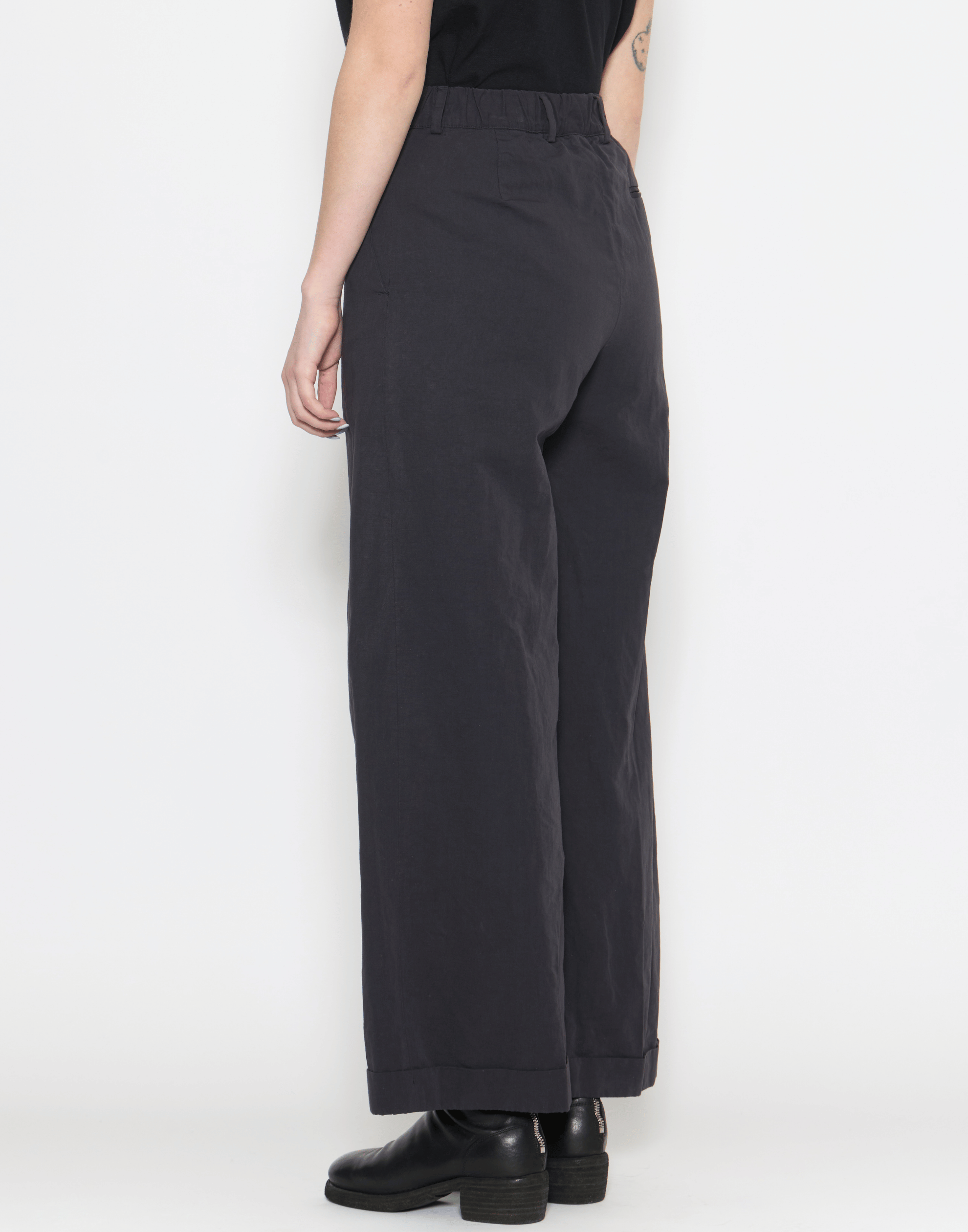 Black Cotton Wide Leg Wendy Pants