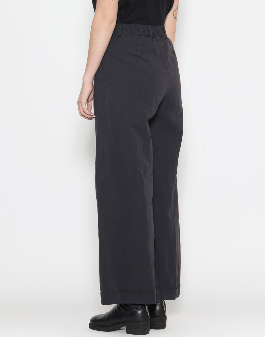Black Cotton Wide Leg Wendy Pants