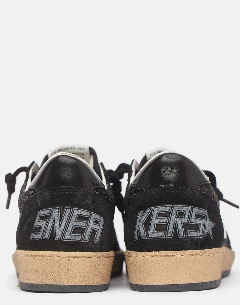 Black Glitter & Suede Ball Star Sneakers