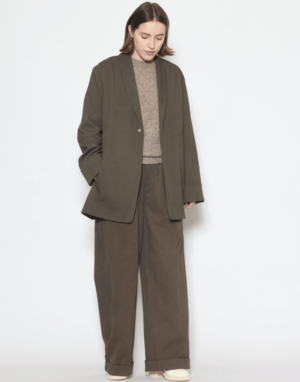 Barnwood Brown Cotton Painted Trousers