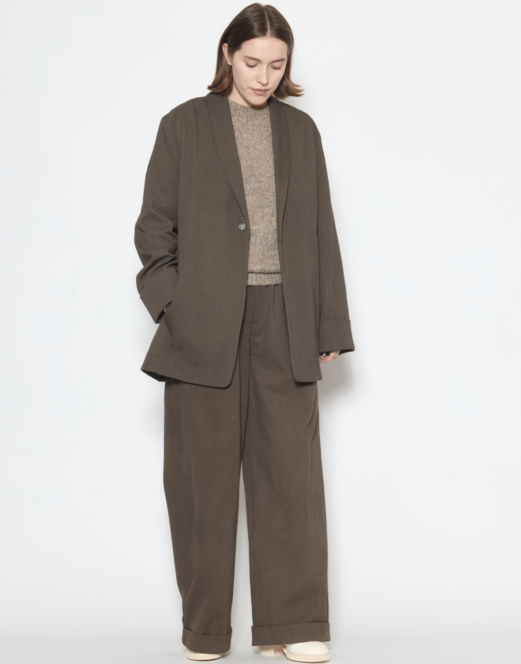 Barnwood Brown Cotton Painted Trousers