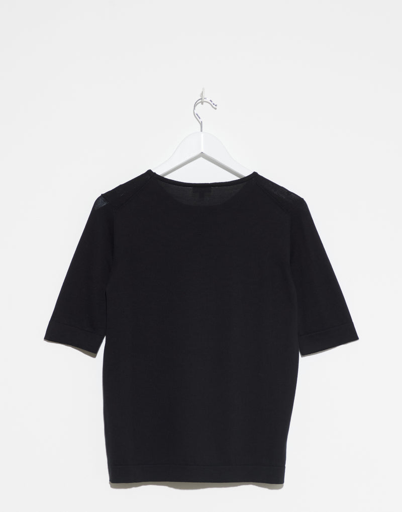 Black Cotton Knit Tessa T-Shirt