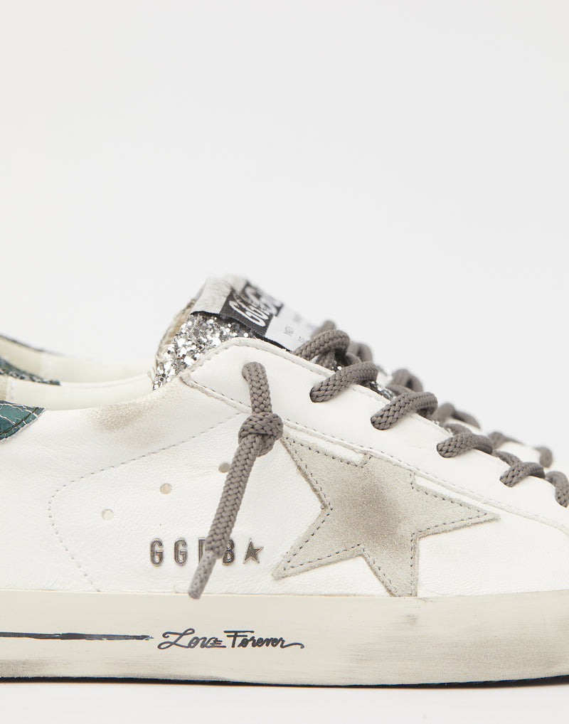 White & Silver Glitter Superstar Sneakers