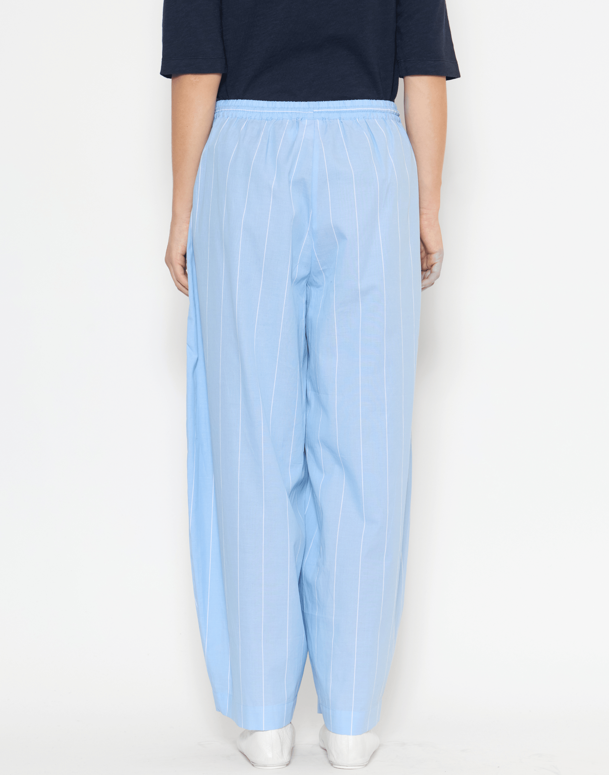 Chambray Pinstripe Cotton Pamela Pants