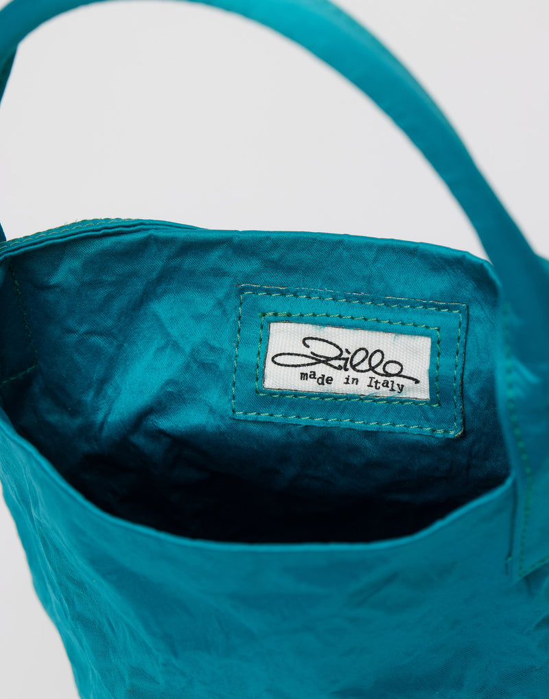 Turquoise Satin Tube Bag