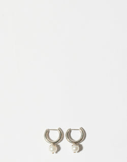 Silver & Pearl Audrey Hoop Earrings