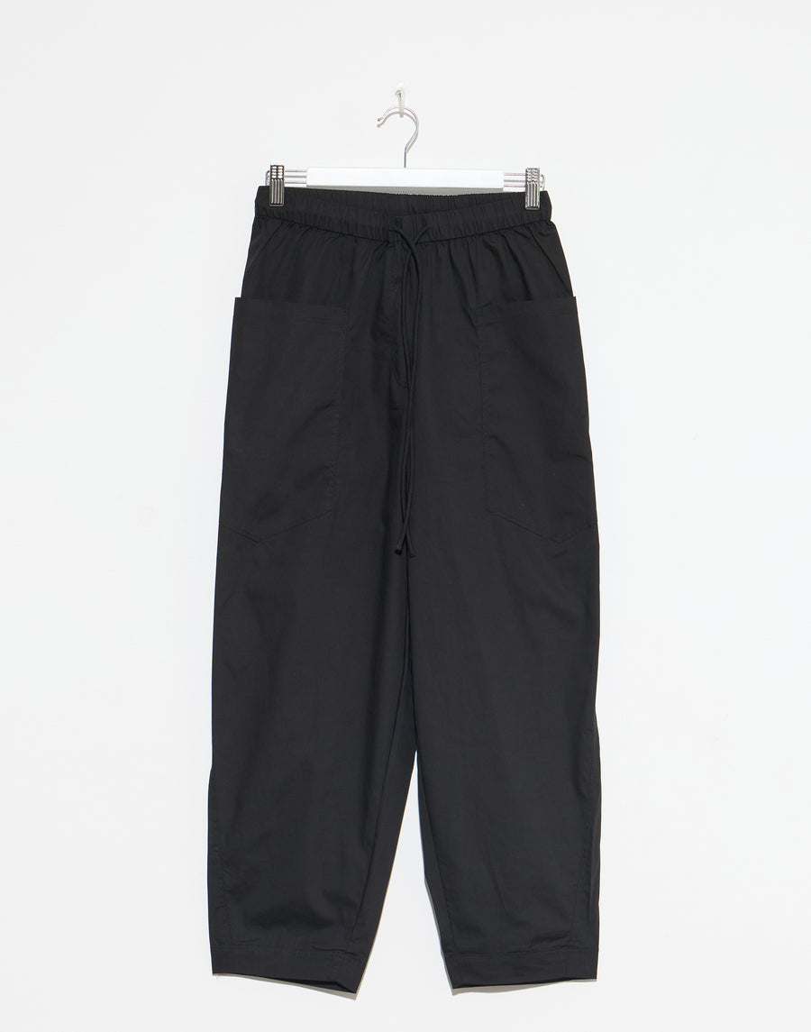 Black Cotton Poplin Edna Pants