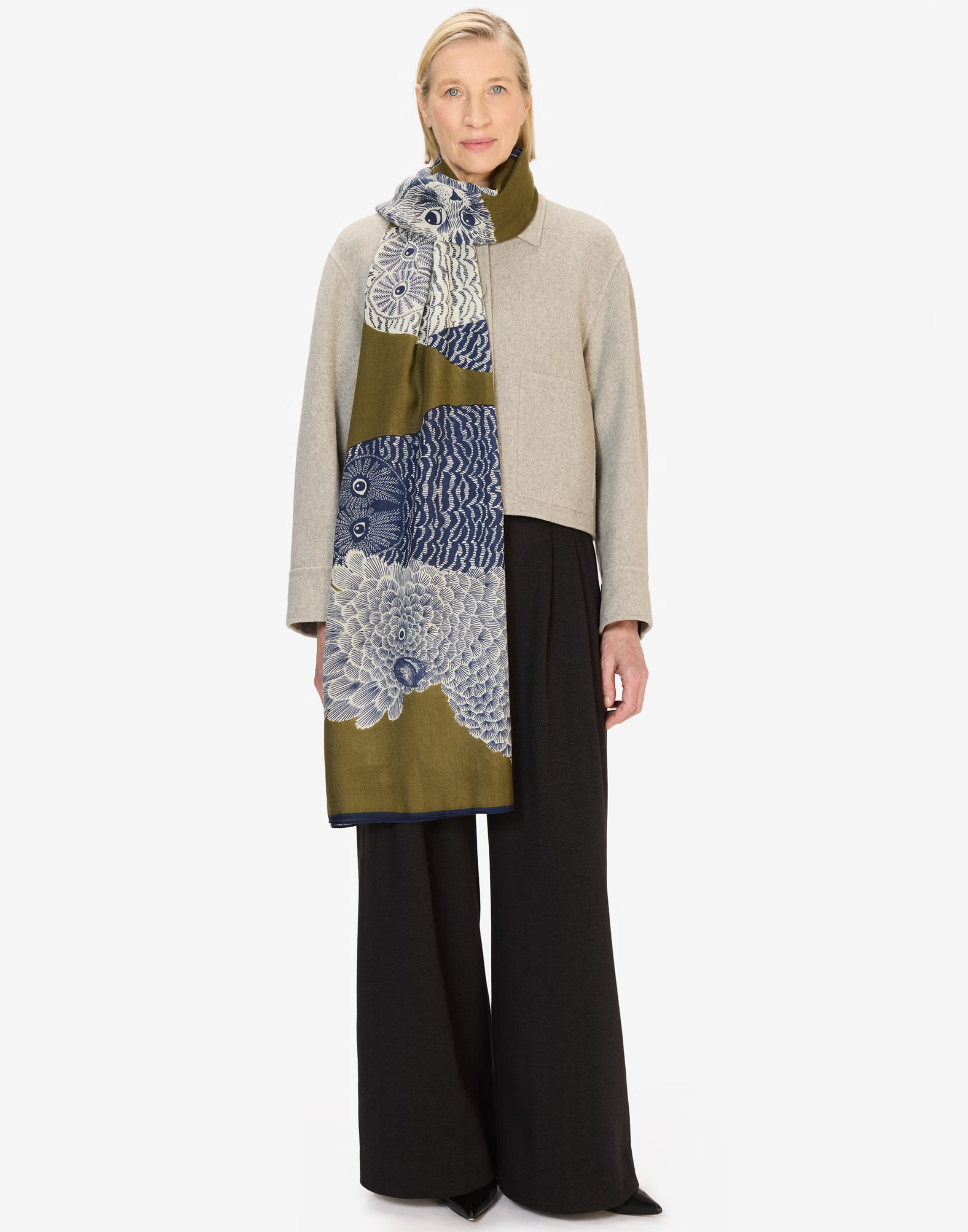 Khaki Wool Chouette Scarf