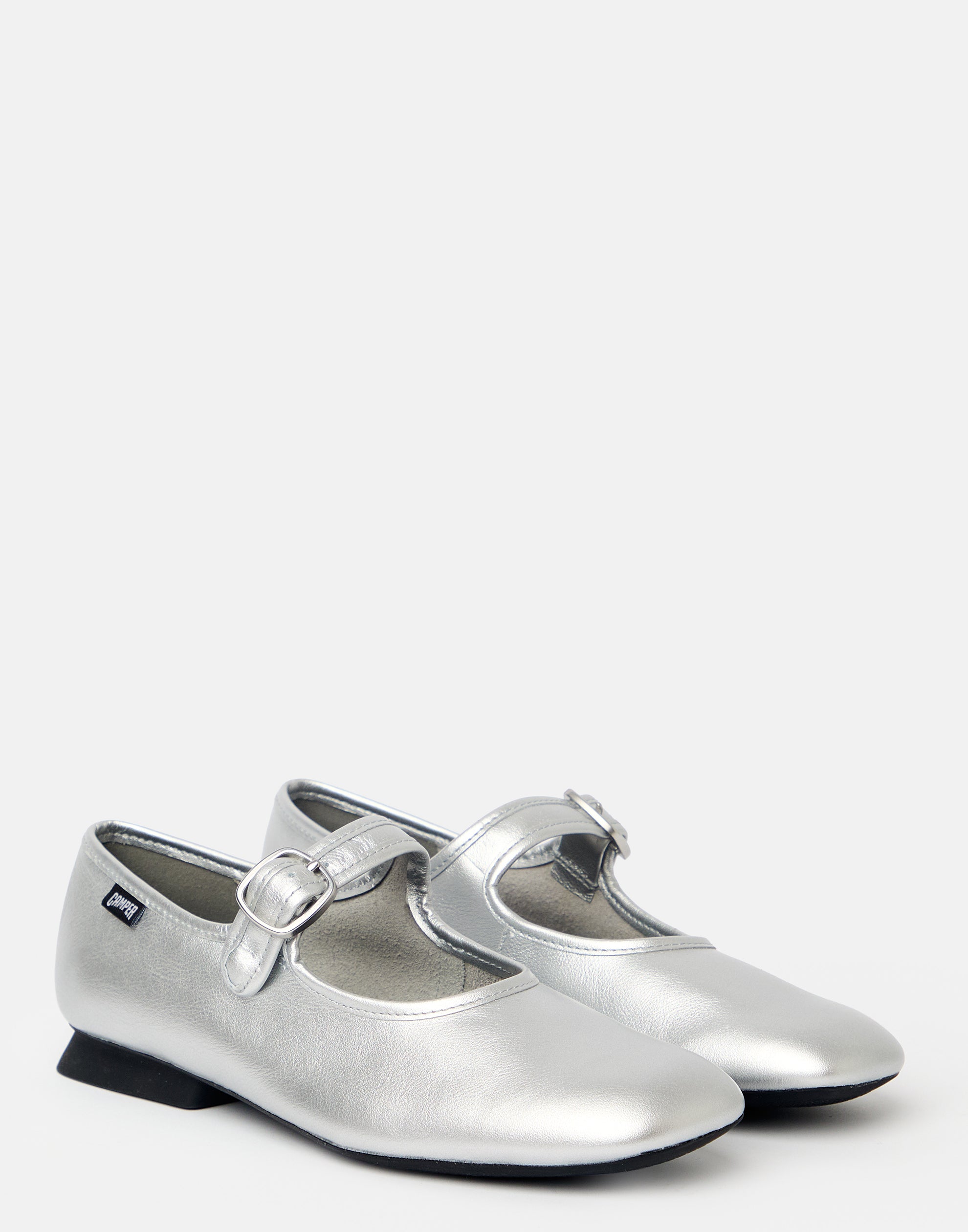 Silver Leather Casi Myra Ballerinas