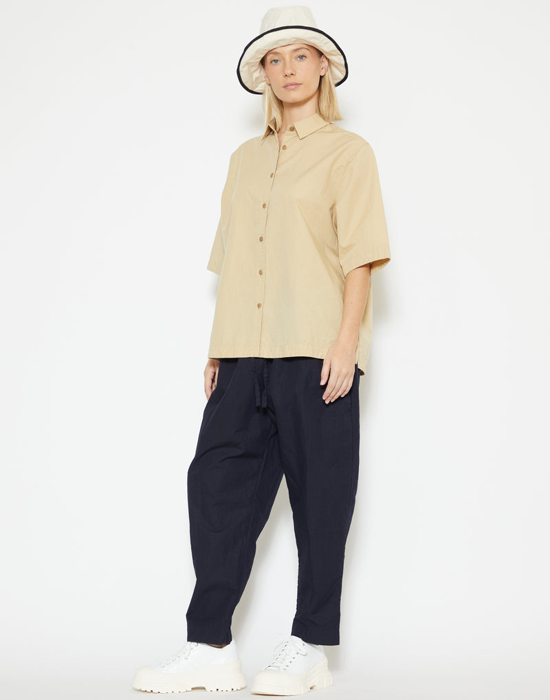 Beige Cotton & Linen Atolless Shirt