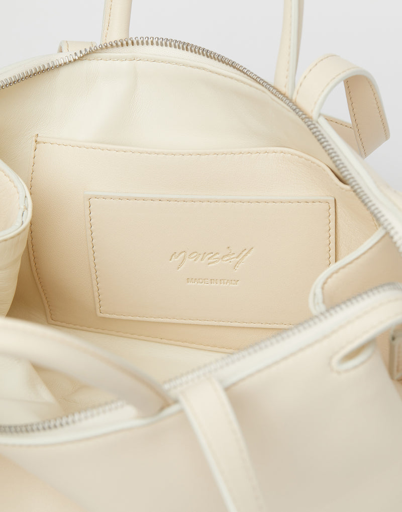 Off White Leather Mini Orizzonte Bag