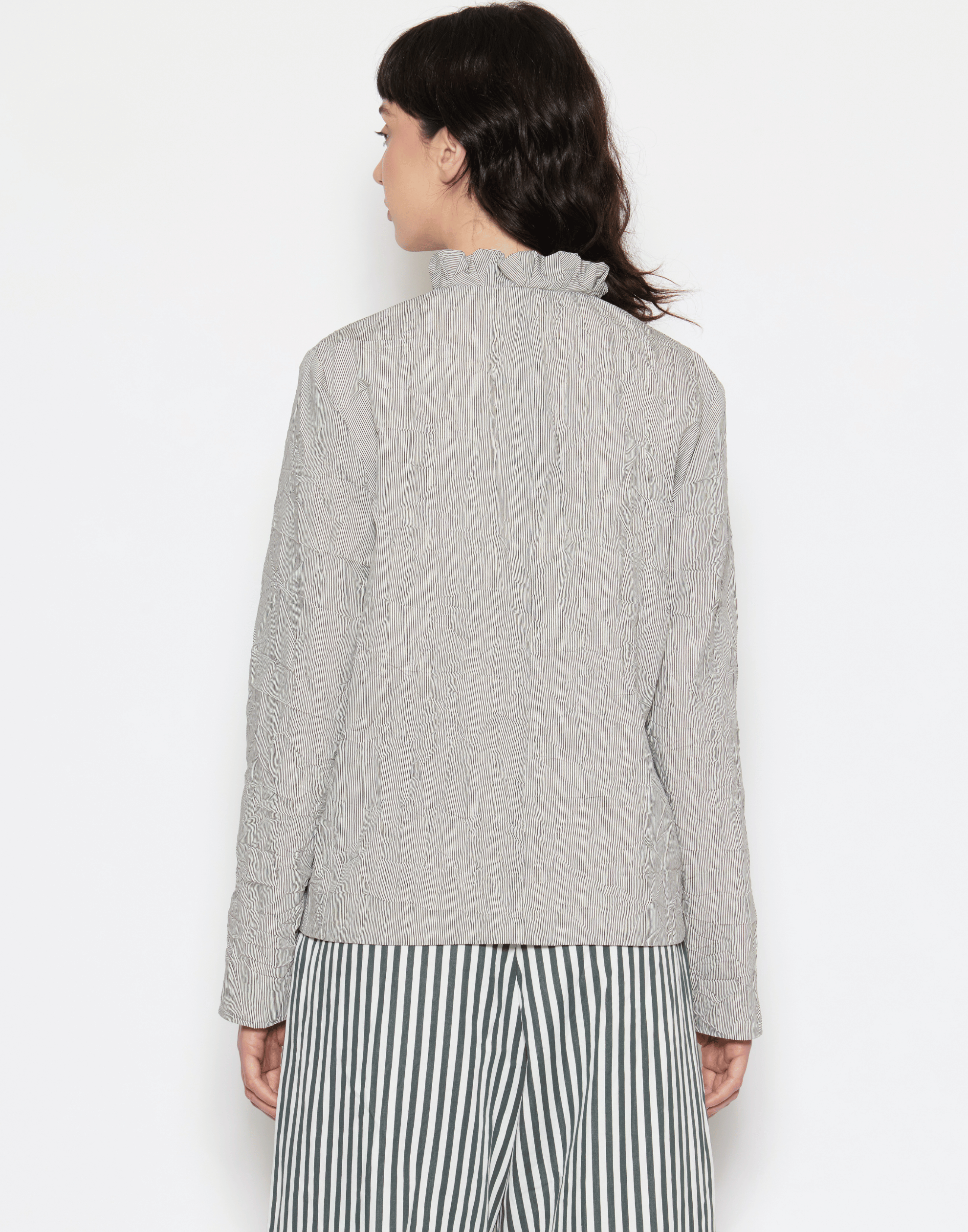 Pinstripe & White Buttons Viscose Blend Jacket