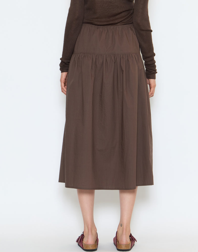 Chocolate Cotton Button Skirt