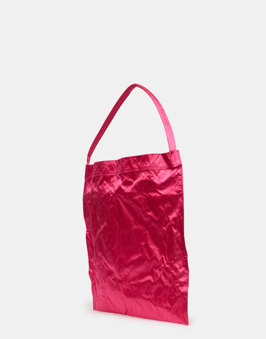 Fuchsia Satin & Metallic Foil Flat Bag