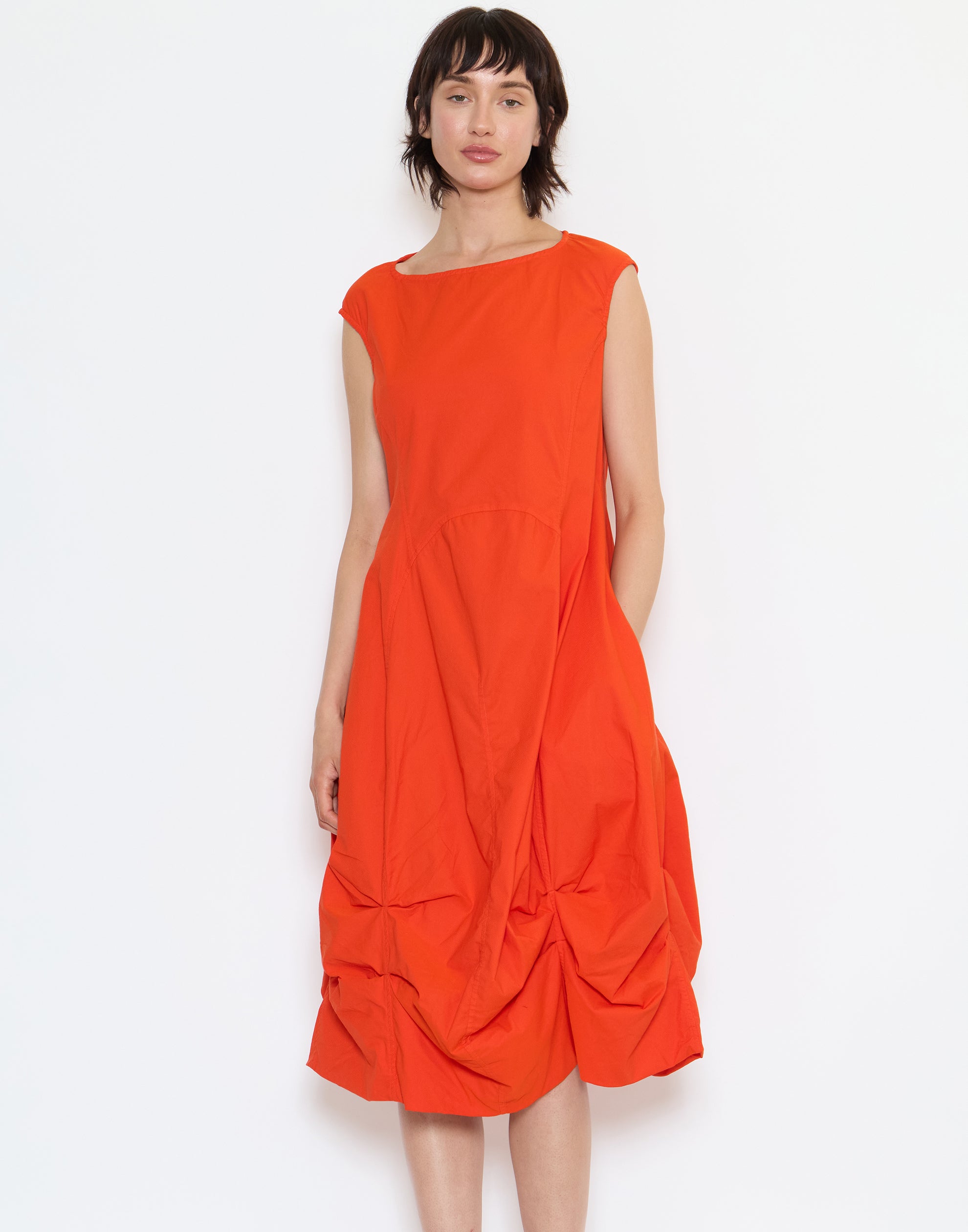 Mandarin Cotton Blend Stretch Dress