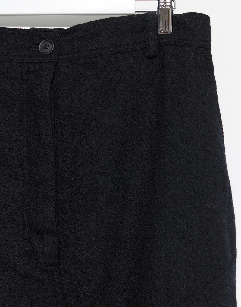 Black Wool Flannel Skirt