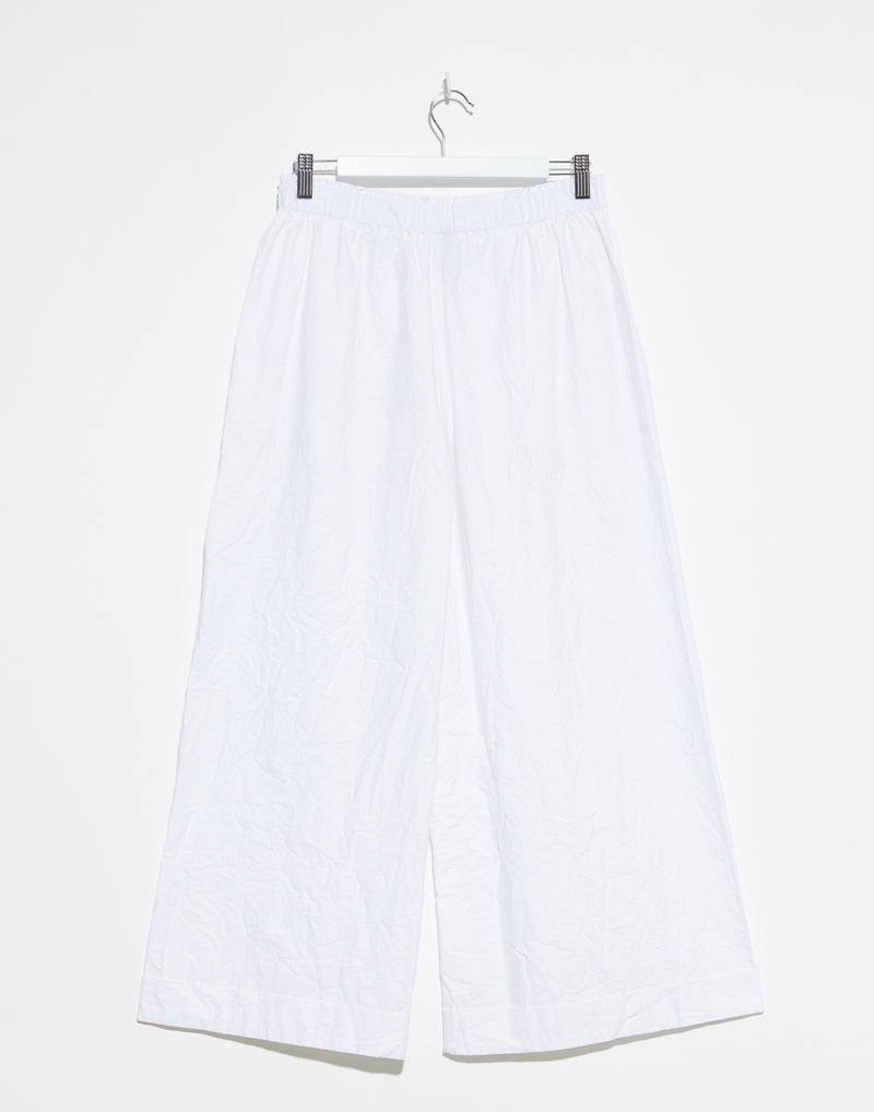 White Cotton Pigiama Tasche Lavato Trousers