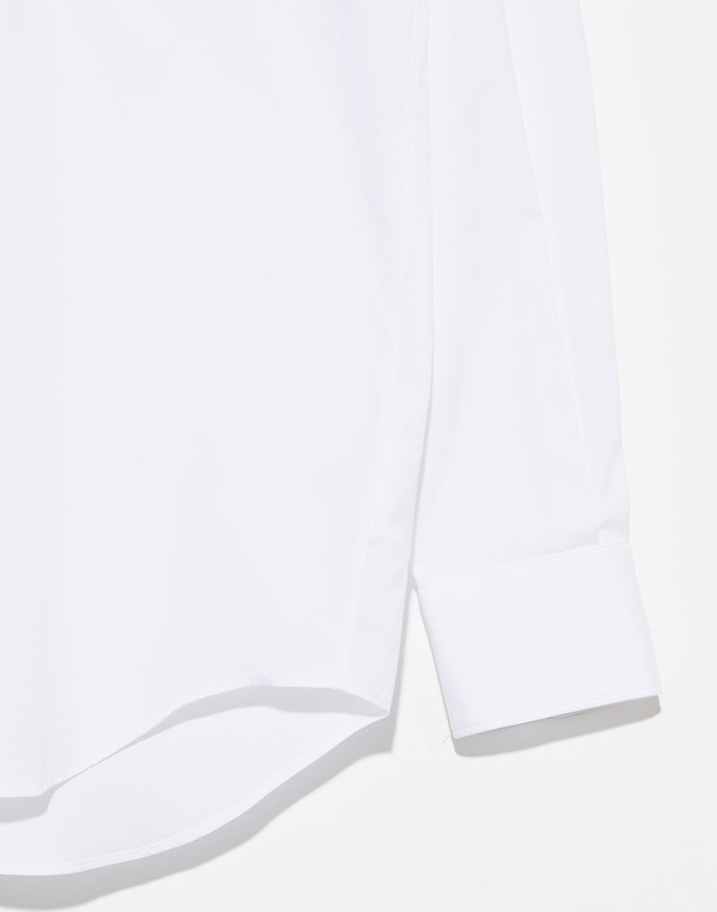 White Cotton Faux Fur Collar Shirt