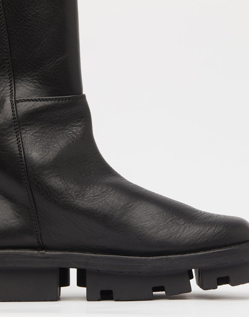 Black Leather Mid F Boots